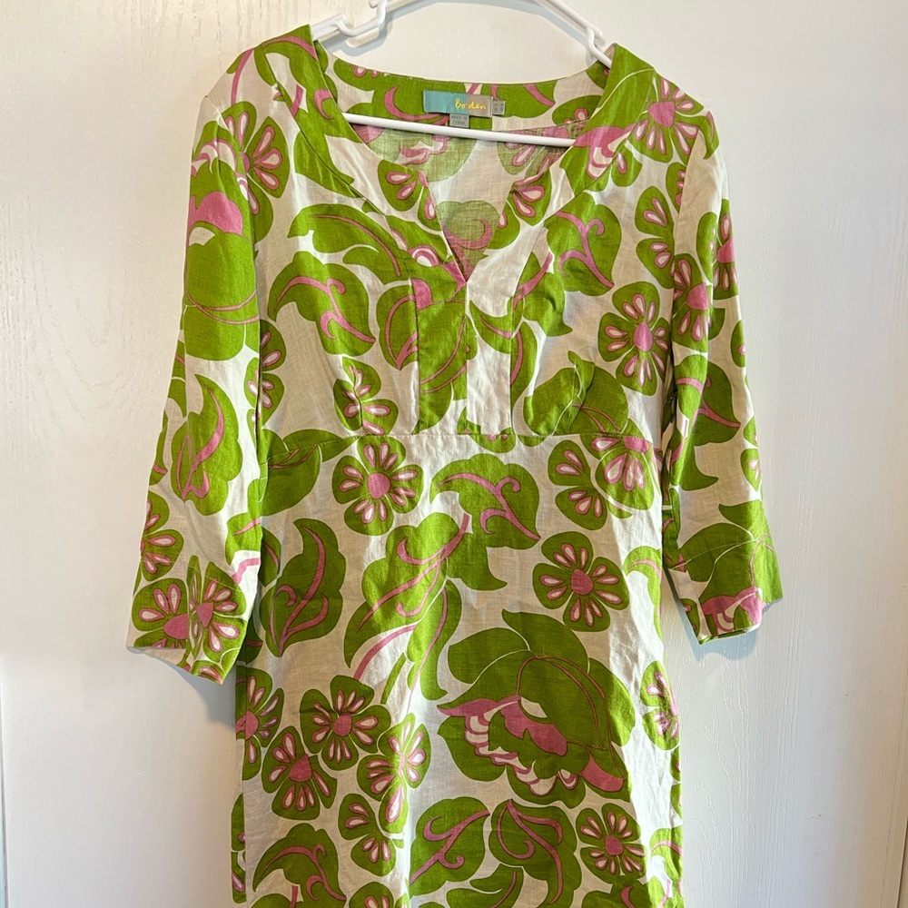 Boden linen floral tunic shift dress size 8